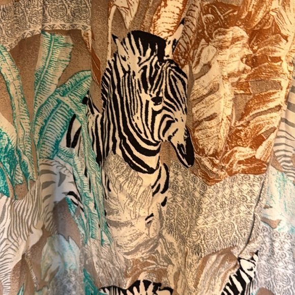 Two by Vince Camuto Tribal Beat Safari Zebra High Low Faux Wrap Midi Dress - Picture 6 of 13